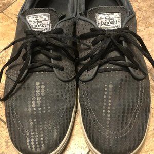 Mens Nike SB Lunar Stefan Janoski Skate Board Black Leather Shoes Size 12 Nice!